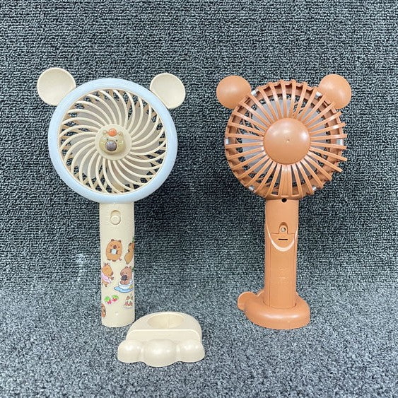 Unisex Portable Handheld Fan with LED Light and Animal Motif Bowlift