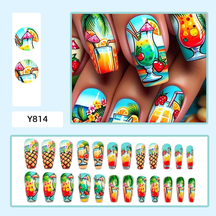 Artificial nails with fruity cocktail design Bowlift