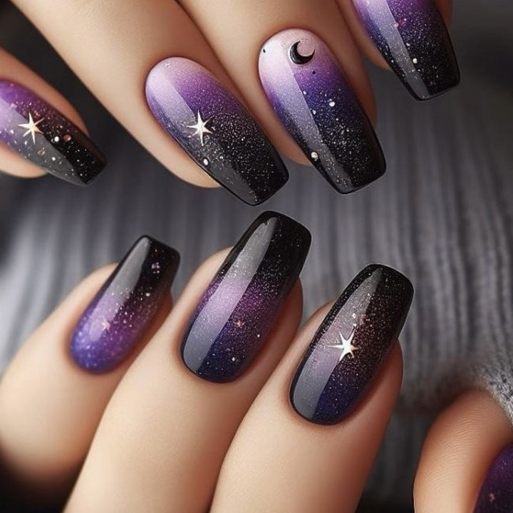 Galactic Themed Acrylic Nail Art Extensions Bowlift