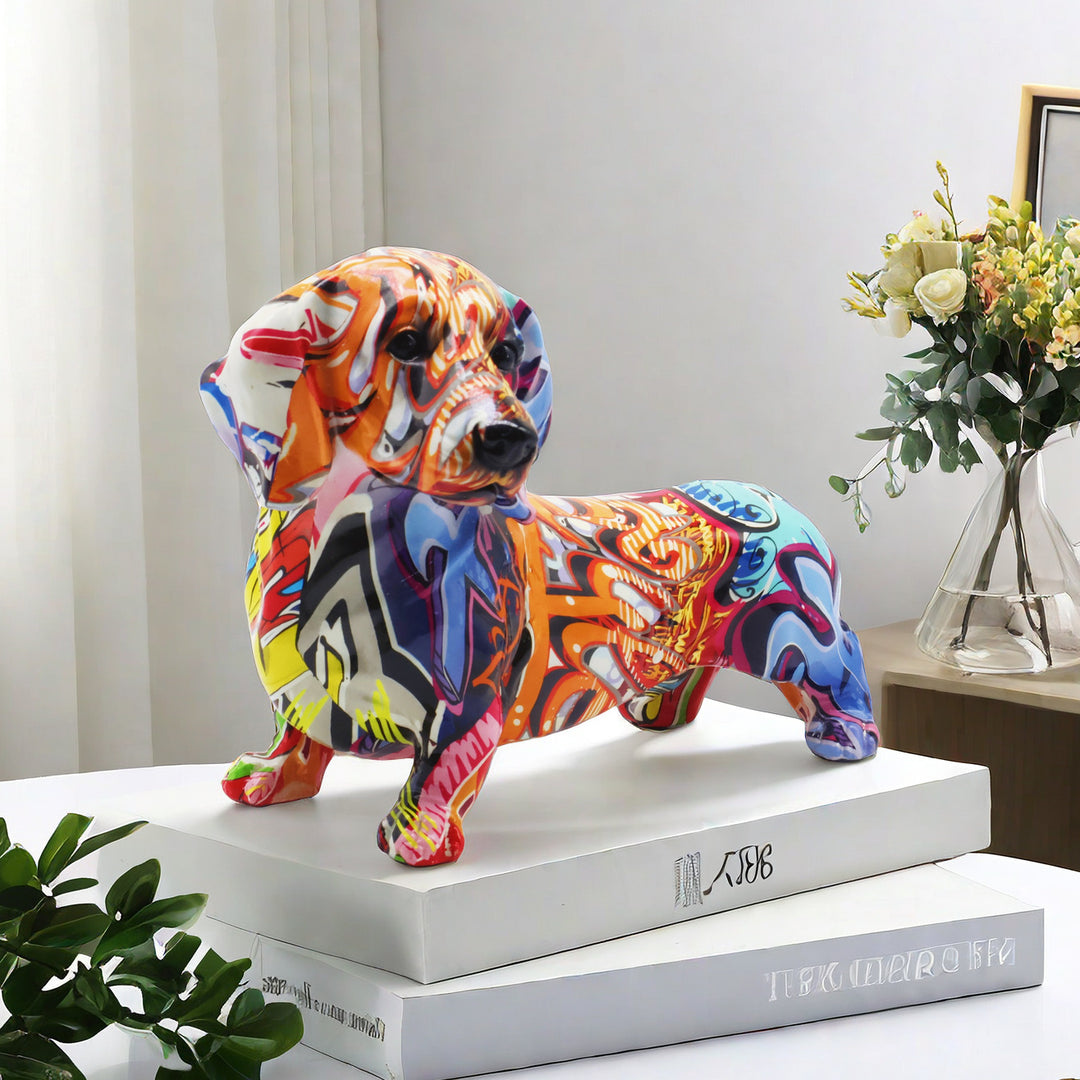 Colorful decorative figure of a dachshund Bowlift
