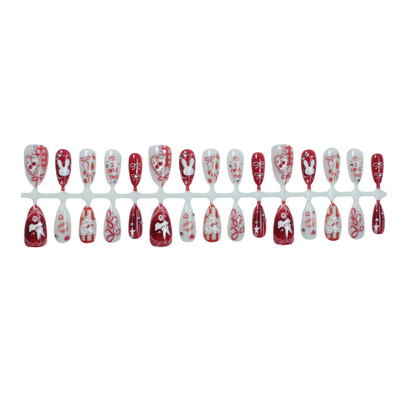 Romantic Themed Press-On Nail Art Set Bowlift