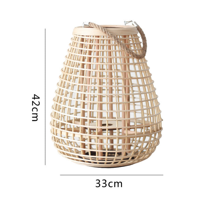 Decorative Rattan Lantern with Carry Handle Bowlift
