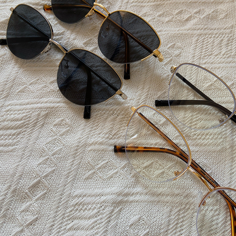 Fashionable Cat-Eye Sunglasses with Fine Metal Frame Bowlift