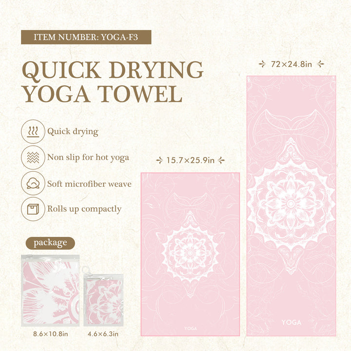 Quick-Drying Non-Slip Microfiber Yoga Towel with Mandala Grip Pattern Bowlift
