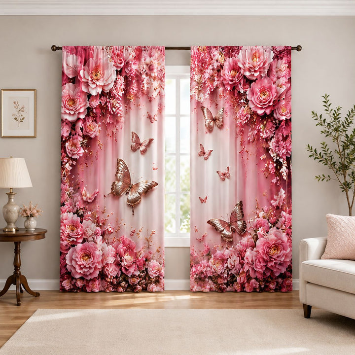 Butterfly-Patterned Decorative Curtains