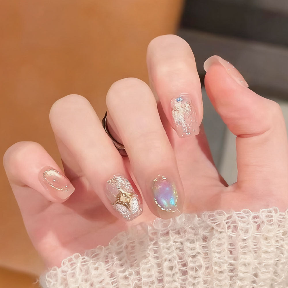 Decorative artificial nails with shimmering and glittering accents Bowlift