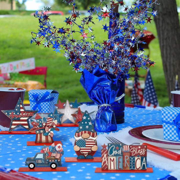 Unisex nan decorative wooden table decor Americana set with multi-part stars and figures Bowlift