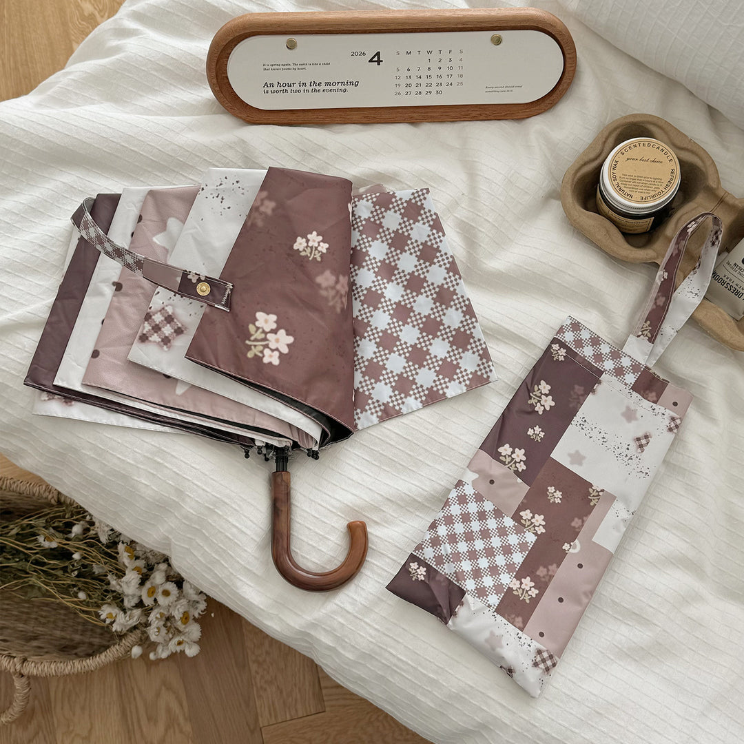 Women's Folding Umbrella with Exclusive Patchwork Design Bowlift