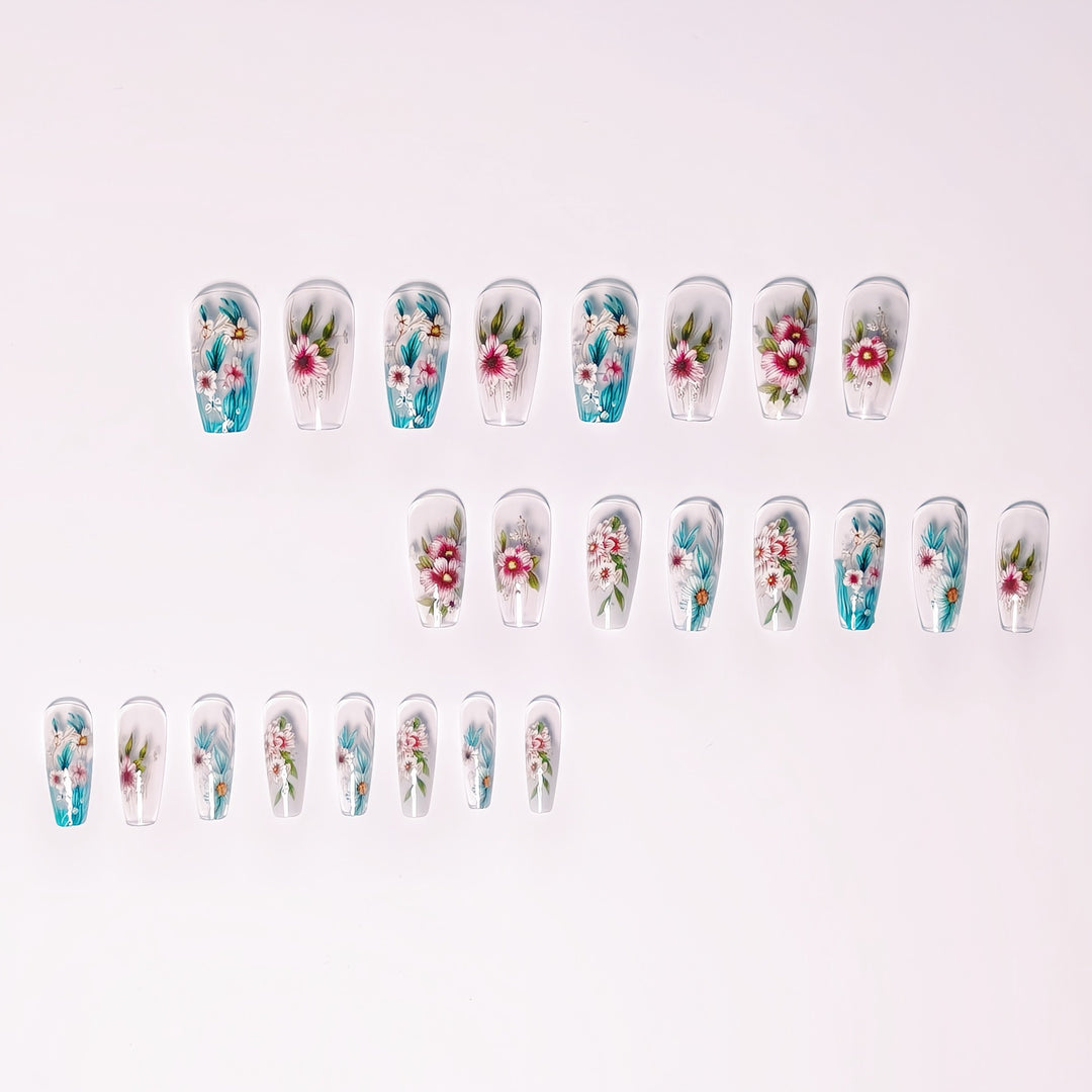 Floral Gel Nail Art Design Bowlift