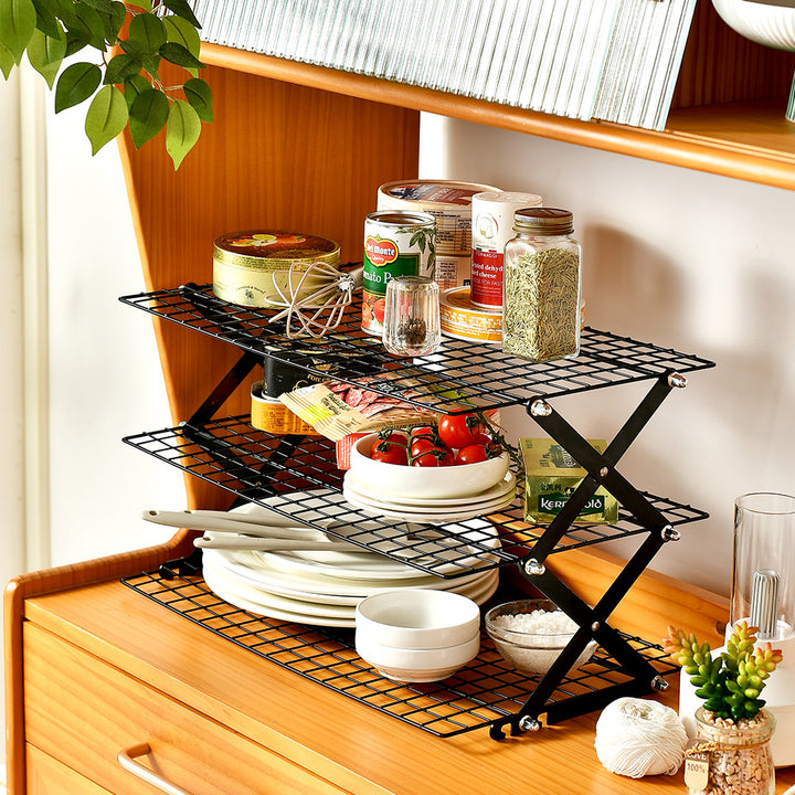 Foldable Kitchen Rack Made of Sturdy Metal Grid Bowlift
