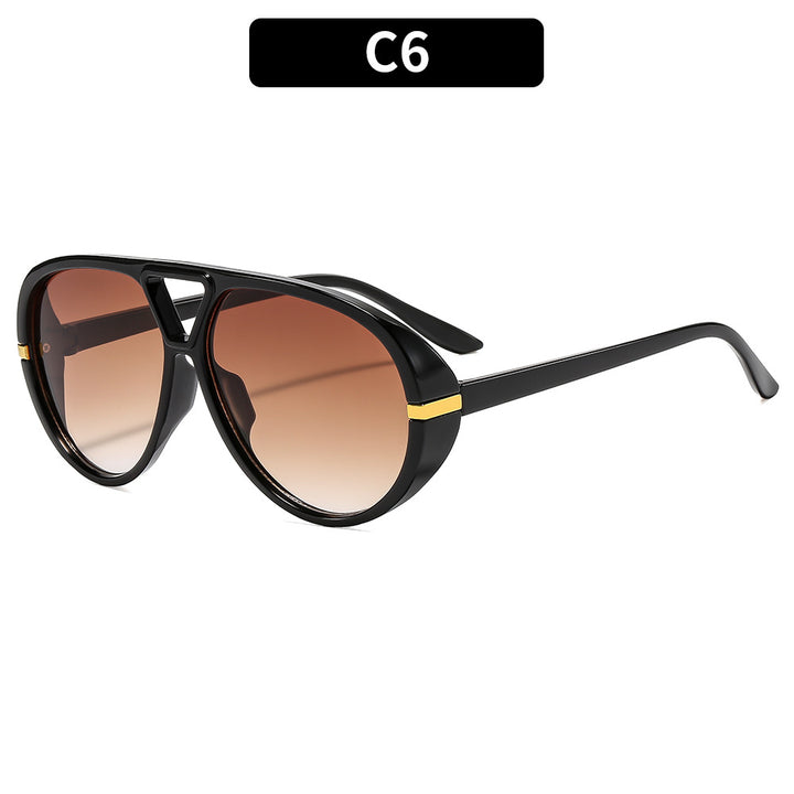 Oversized Shield Sunglasses with Decorative Accents