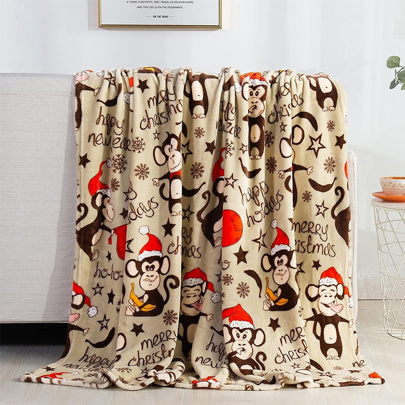 Festive Holiday-Themed Plush Throw Blanket
