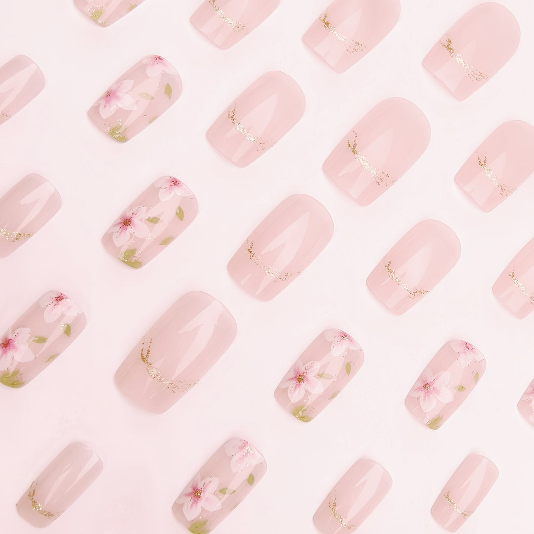 Floral Art Acrylic Nail Design Bowlift