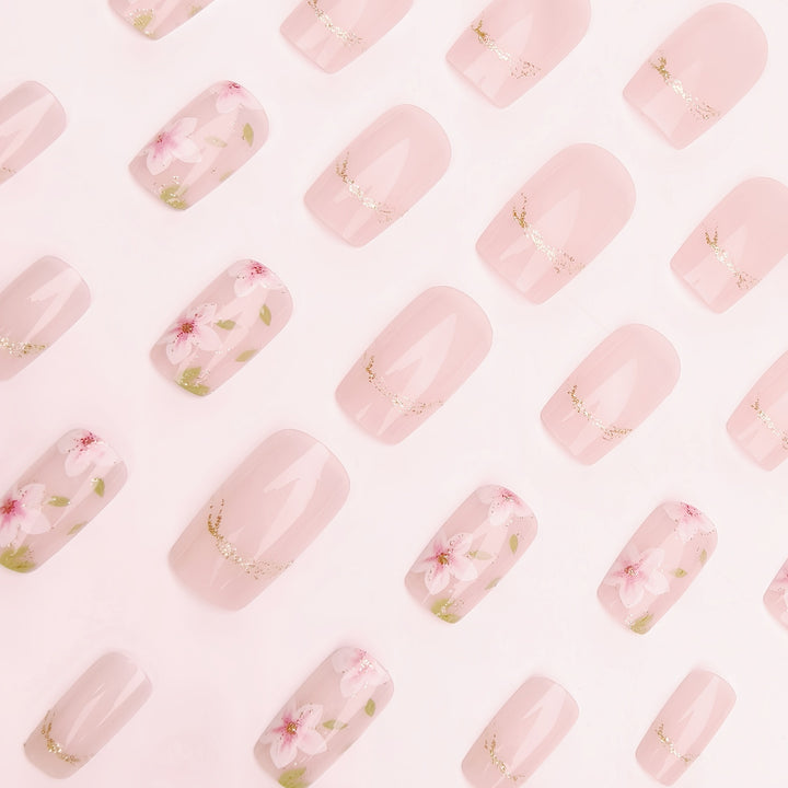 Floral Art Acrylic Nail Design Bowlift