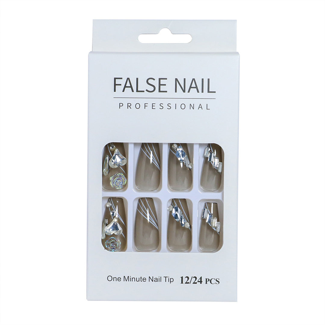 Decorative Press-On Nail Set with 3D Accents Bowlift