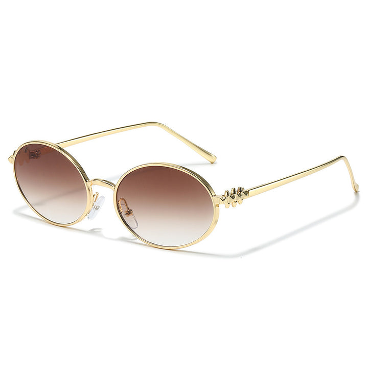 Chic Oval Frame Sunglasses with Decorative Accents Bowlift