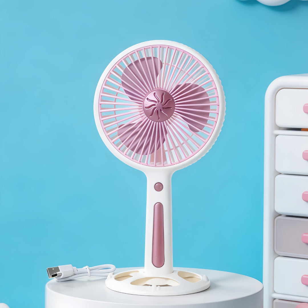 Women's Portable Mini Fan with USB Charging Function and Ergonomic Handle Bowlift