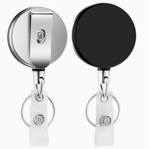 Retractable Metal Clip ID Badge Reel and Clear Card Holder Set Bowlift