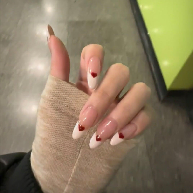 Heart-Embellished Press-On Nail Set Bowlift