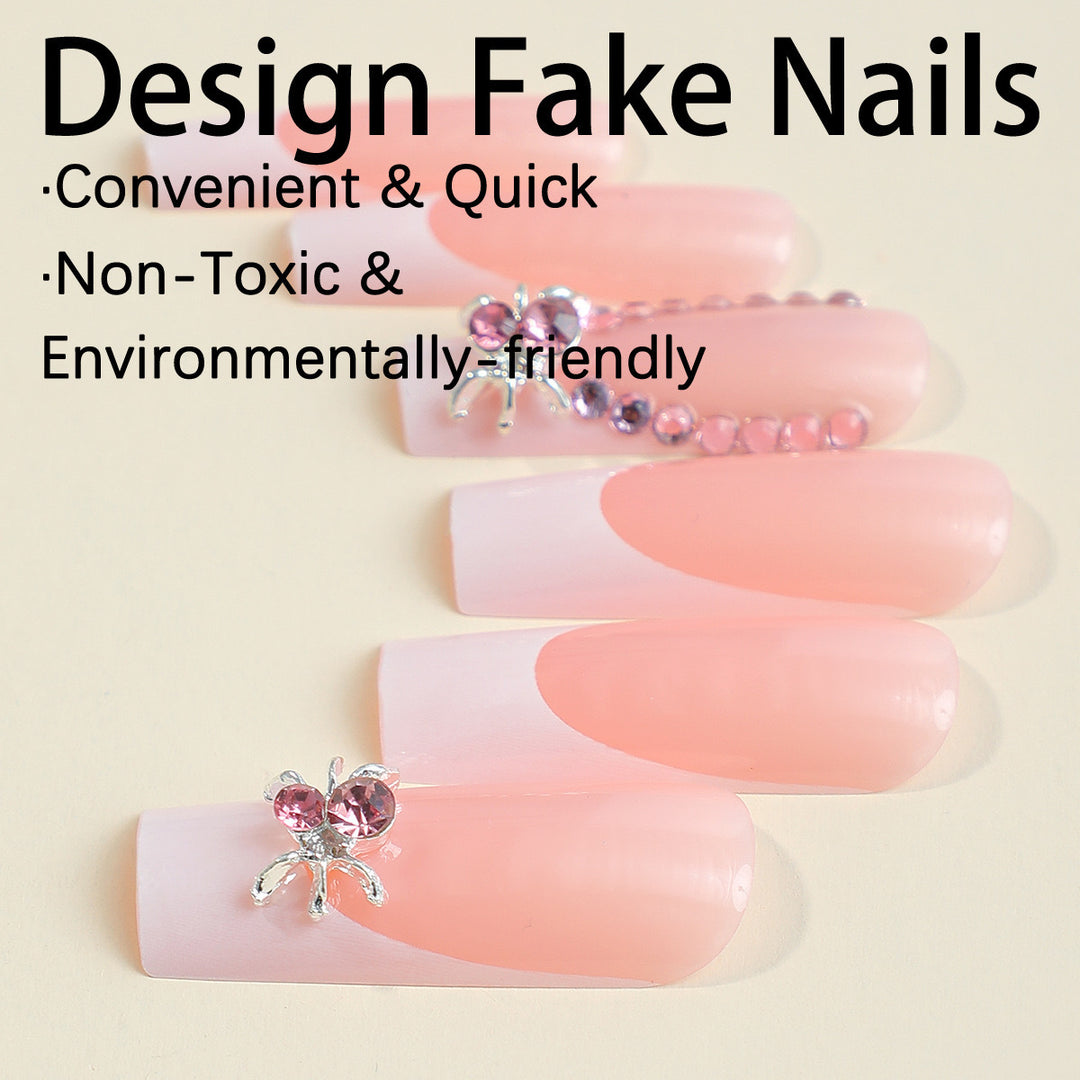 Glamorous artificial nail tips with 3D decorative elements Bowlift