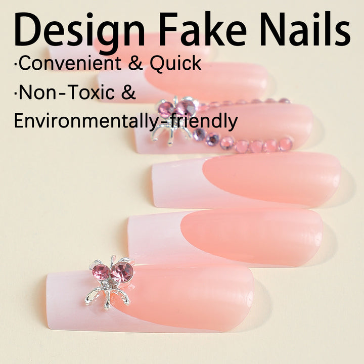 Glamorous artificial nail tips with 3D decorative elements Bowlift