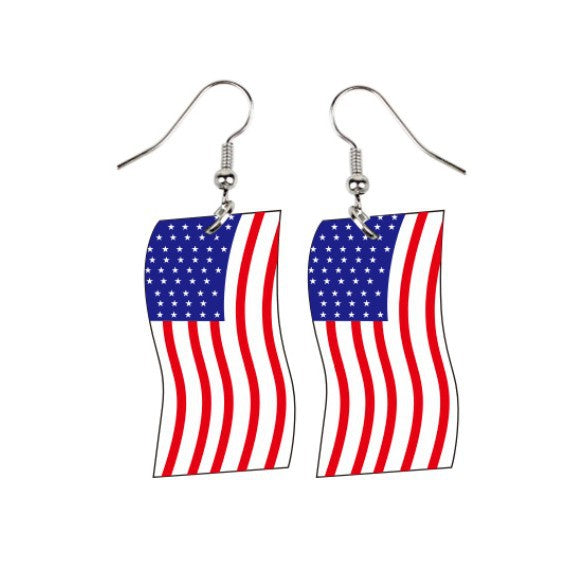 Women's star-shaped earrings with USA flag design made of lightweight acrylic and nickel-free fishhook Bowlift