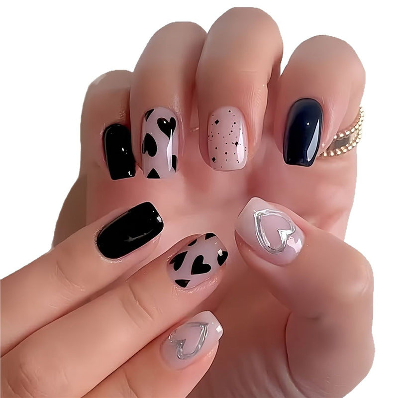 Artistic Heart-Themed Press-On Nail Set Bowlift