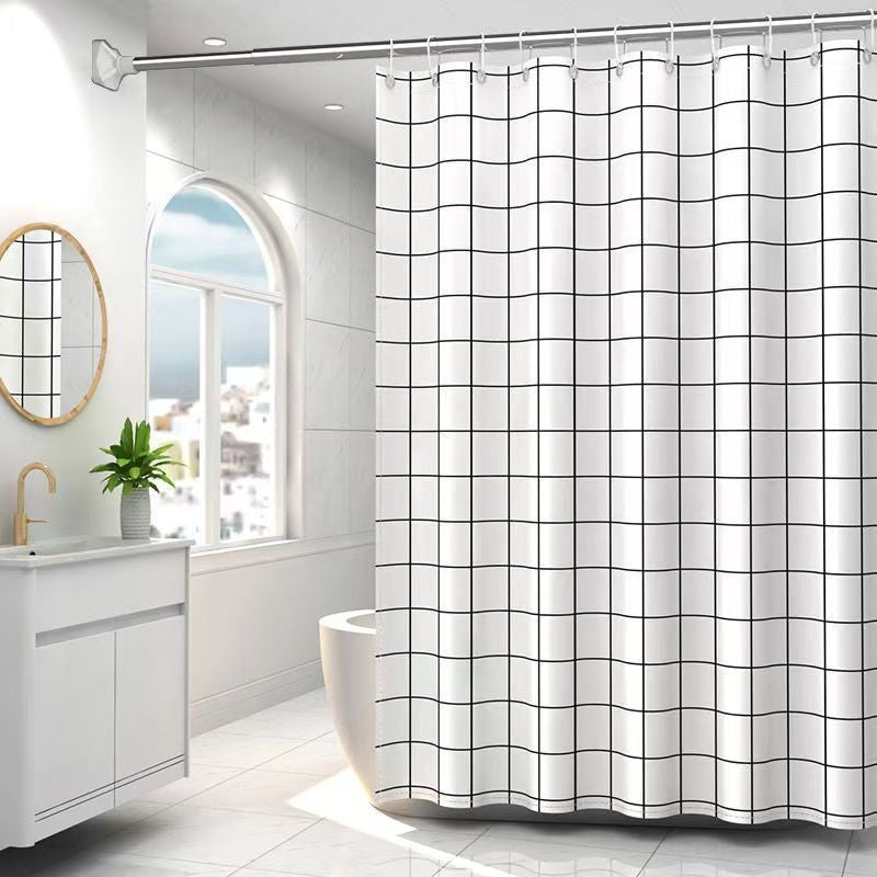 Minimalist Checkered Shower Curtain Bowlift