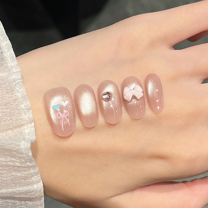 Decorative Press-On Nails with Gem Accents Bowlift