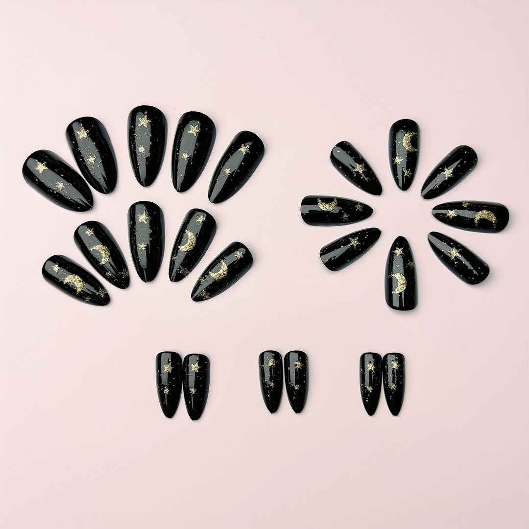 Glamorous nail art in moon and star design Bowlift