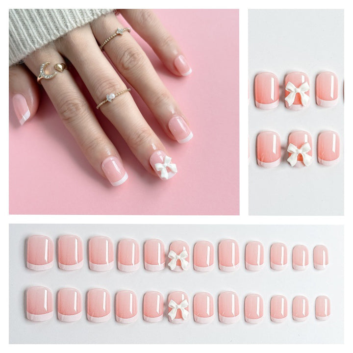 Acrylic Nail Set with Bow Design Bowlift