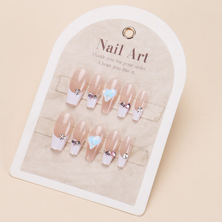 Elegant Press-On Nail Set with Glitter and Gloss Finish Bowlift