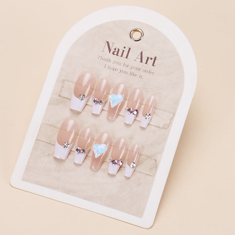 Luxury Press-On Nail Set with Glitter Accent Bowlift