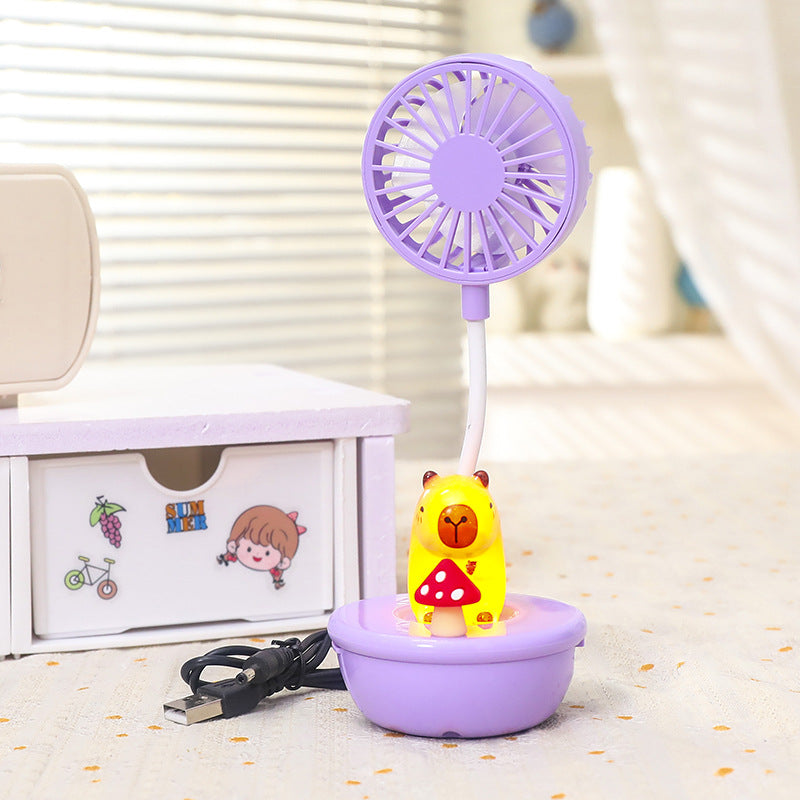 Women Portable Fan with LED Light and Animal Design Bowlift