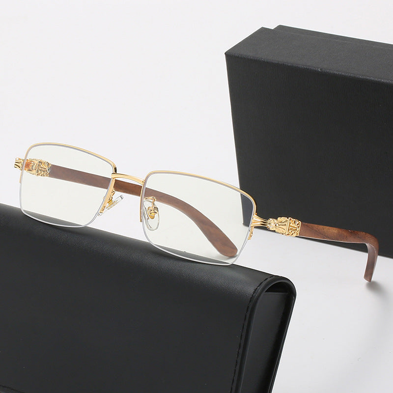 Ladies fashionable glasses with rectangular frame and high-quality wood details Bowlift