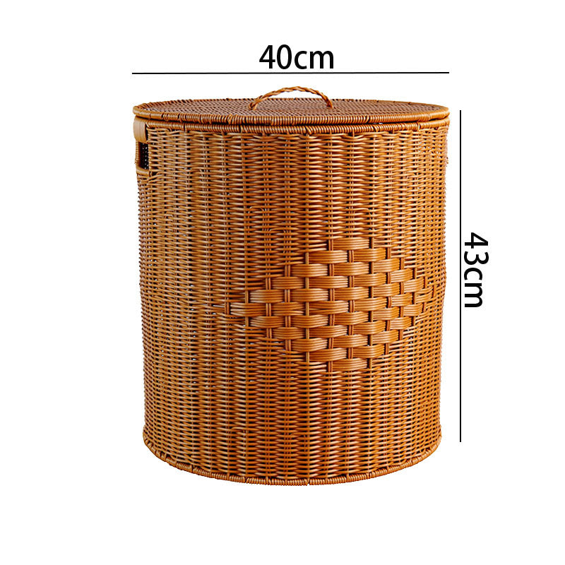 Women's woven basket with lid and side handles Bowlift