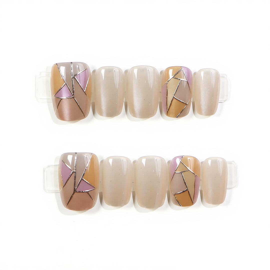 Geometric Pattern Press-On Nail Set Bowlift