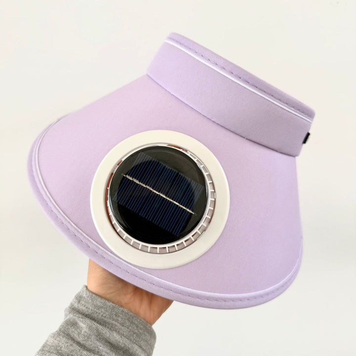Lightweight foldable sunshade with integrated solar module and quiet fan Bowlift