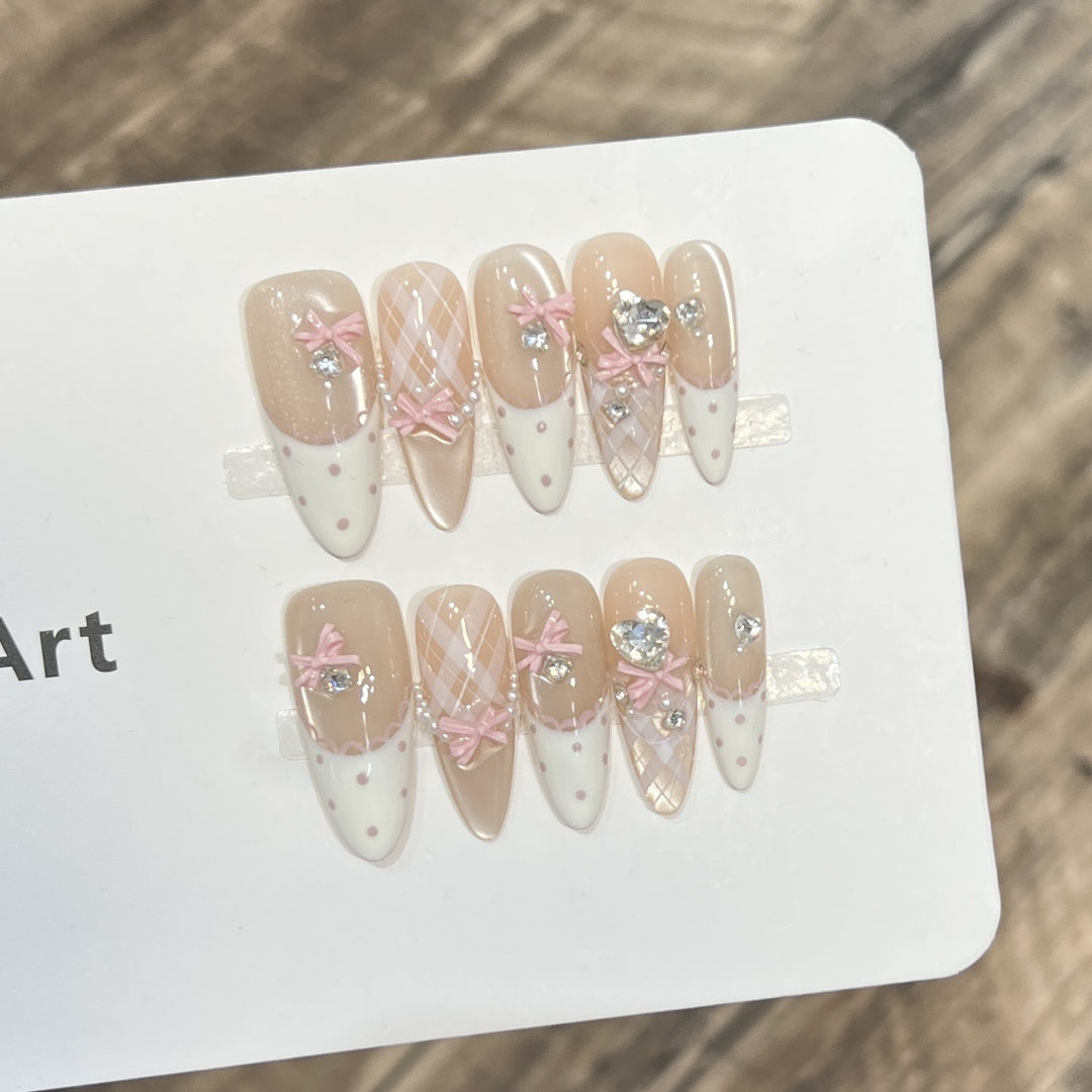 Decorative Bow Accent Press-On Nail Art Set Bowlift