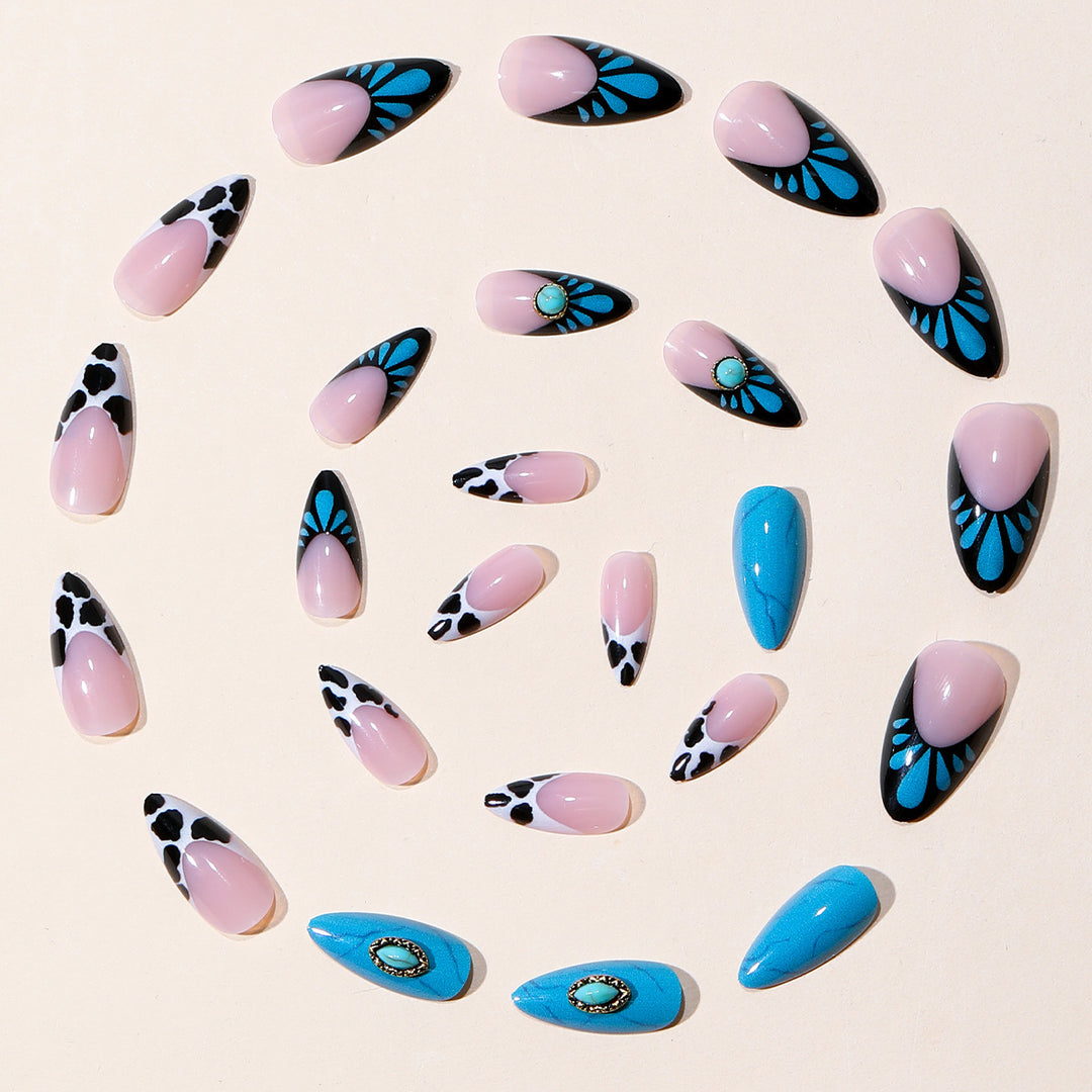 Artistic Stiletto Nail Art Extensions with 3D Accents Bowlift