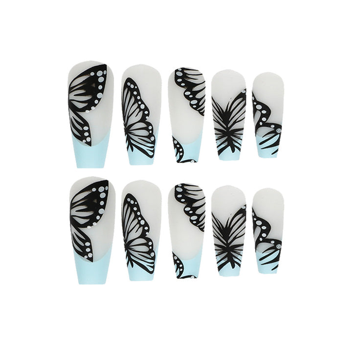 Artistic printed nails with butterfly design Bowlift