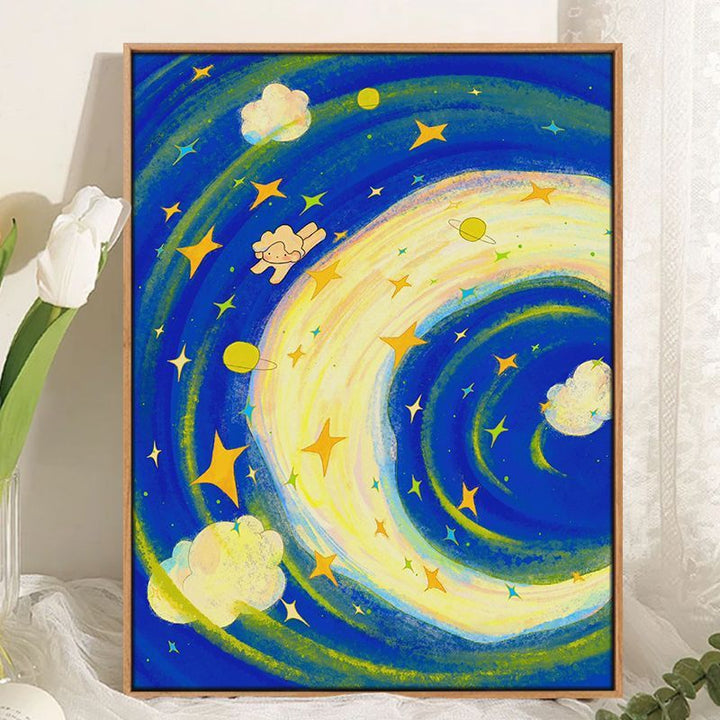Whimsical Cosmic Landscape Canvas Art Bowlift