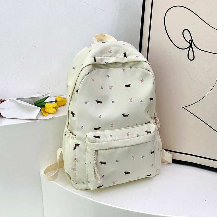 Backpack with Playful Dog Pattern Bowlift