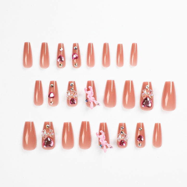 Artificial nail extensions with artistic decorations Bowlift