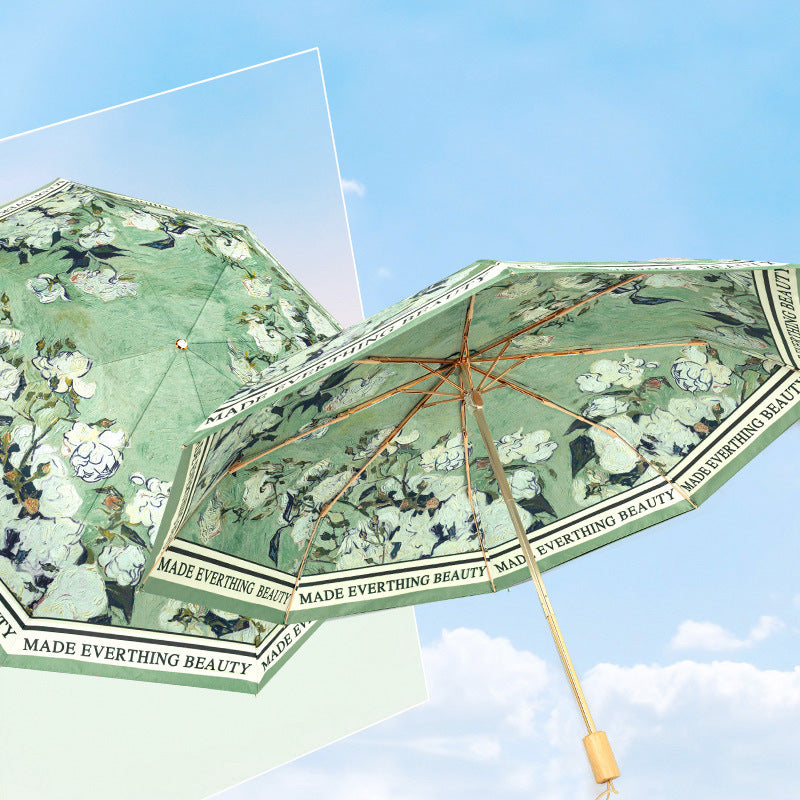 Ladies folding umbrella with floral patterns Bowlift