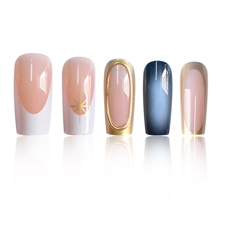 Elegant Ombre Press-On Nail Set with Gold Accents Bowlift