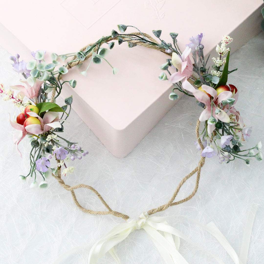 Handmade Romantic Artificial Flower Crown Headband for Bridal and Festival Bowlift
