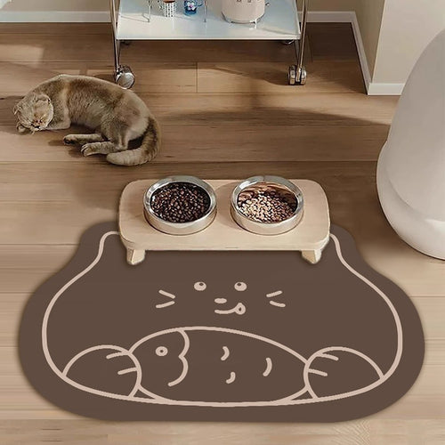 Cute Cat-Themed Pet Feeding Mat