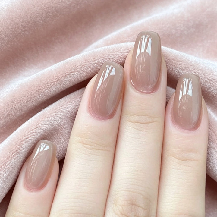 Glossy Neutral Press-On Nail Set Bowlift