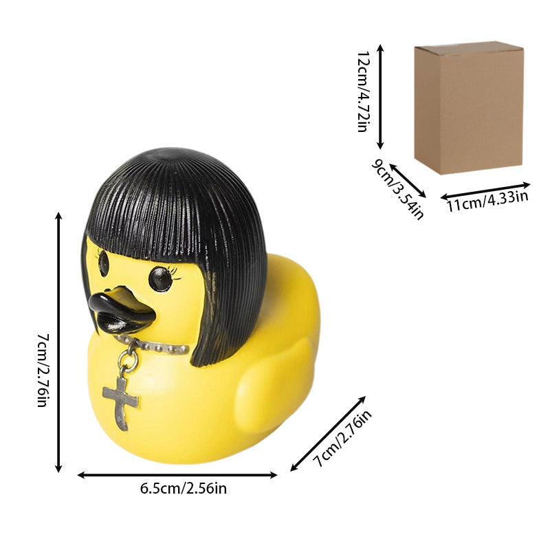 Decorative rubber duck with stylish haircut Bowlift